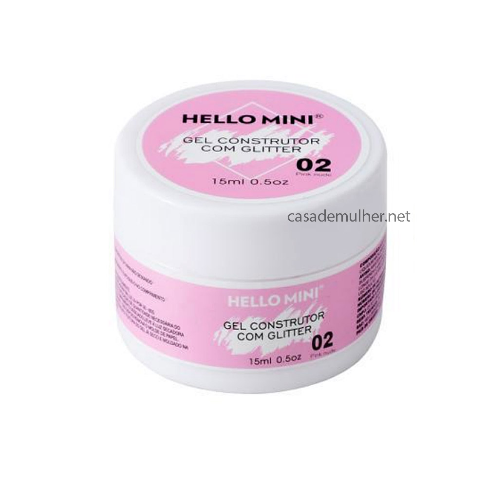 Gel Construtor Glitter Pink Nude 02 15ml Hello Mini HJ205-2